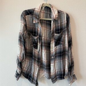 Forever 21 Checkered Shirt in Black and Cream